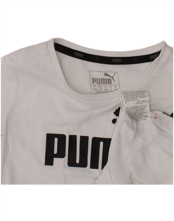 PUMA Boys Graphic T-Shirt Top 4-5 Years White Cotton