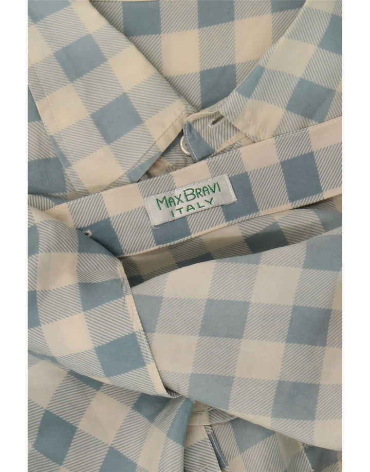 Vintage Mens Short Sleeve Shirt Large Blue Check