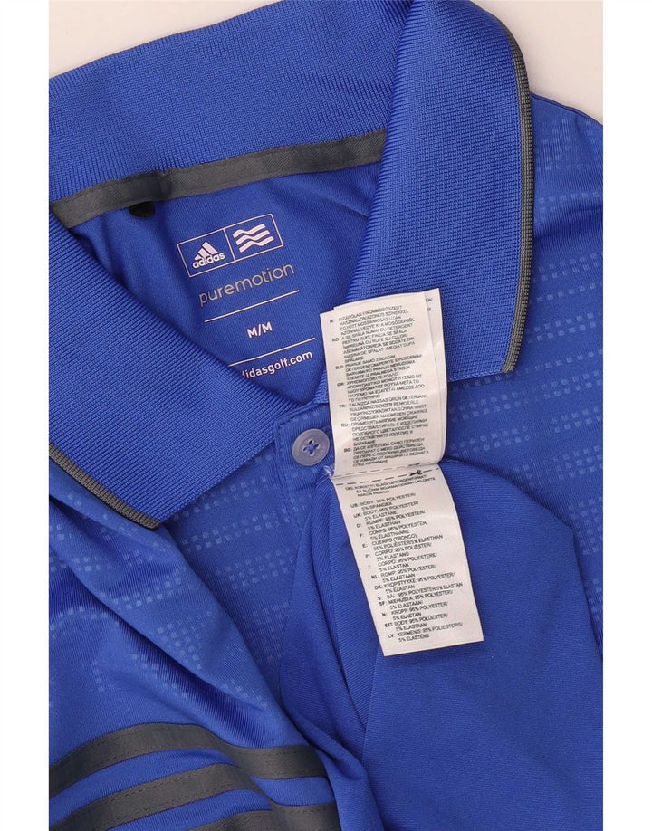 Ανδρικό πουκάμισο Adidas Polo με μεσαίο μπλε ριγέ πολυεστέρα