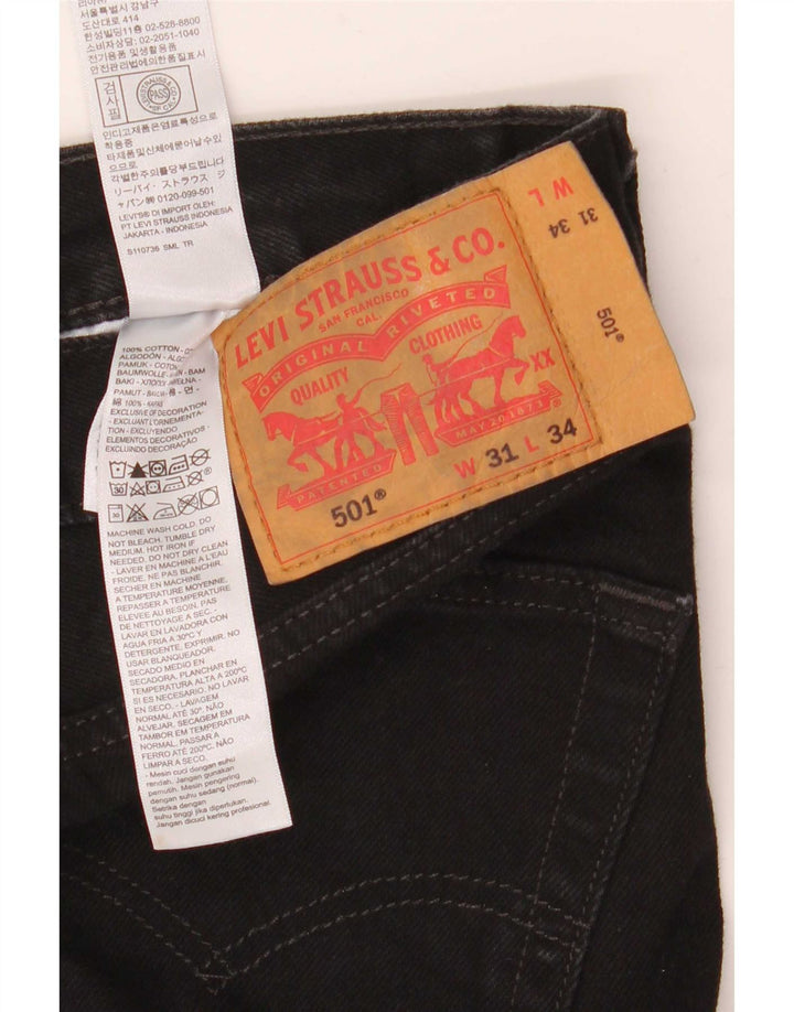 Levi's Mens 501 Straight Jeans W31 L34 Black Cotton