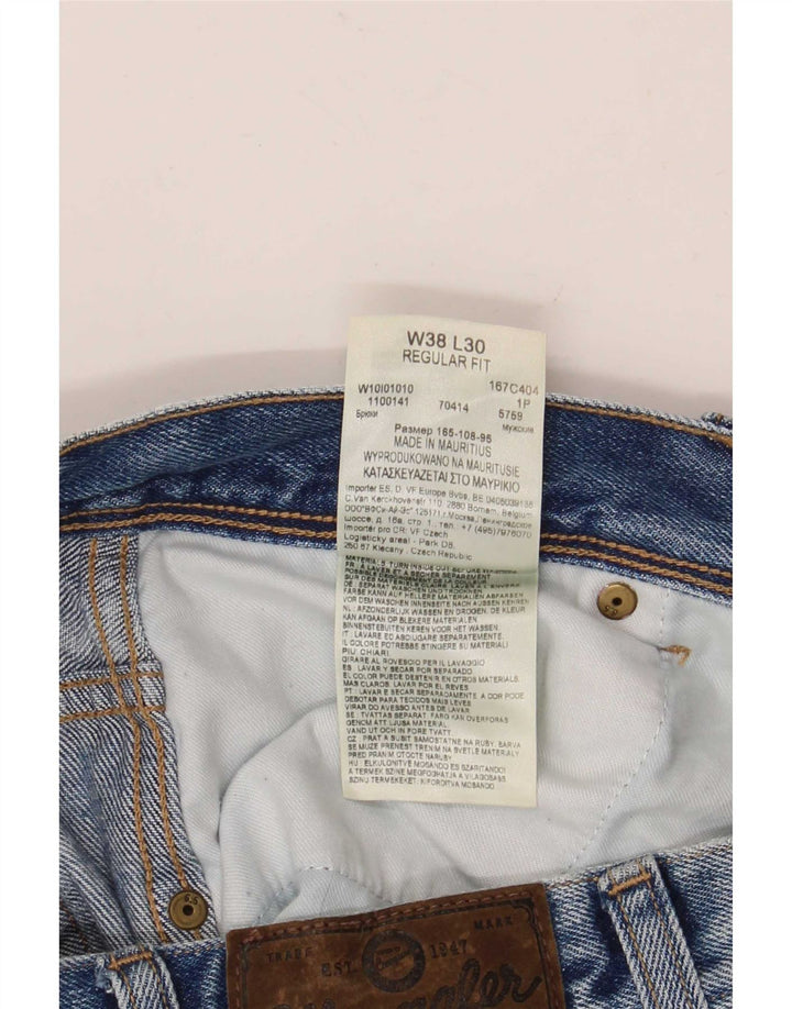 Wrangler Mens Regular Fit Straight Jeans W38 L30 Blue Cotton