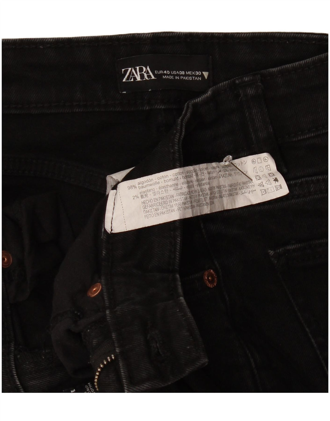 Zara Jean court pour femme EU 40 Medium W30 L25 Coton noir