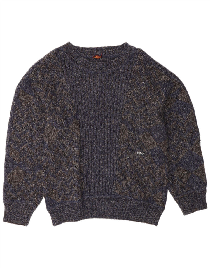 Ellesse Mens Boat Neck Jumper Sweater Medium Navy Blue Wool
