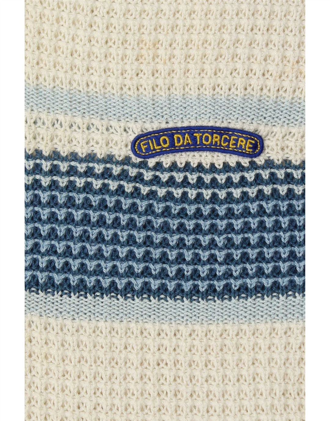 Vintage Mens V-Neck Jumper Sweater Large White Colourblock