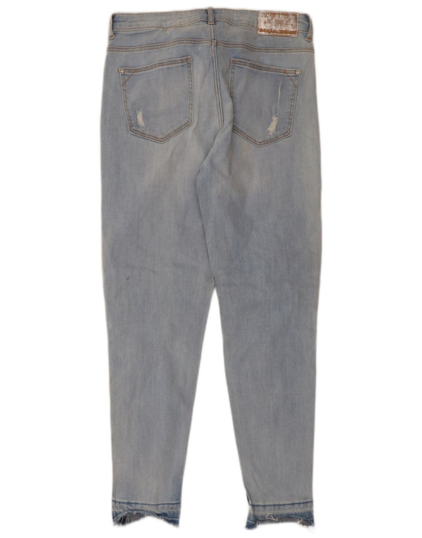 Zara Womens Z1975 Crop Distressed Slim Jeans EU 38 Small W28 L26 Blue