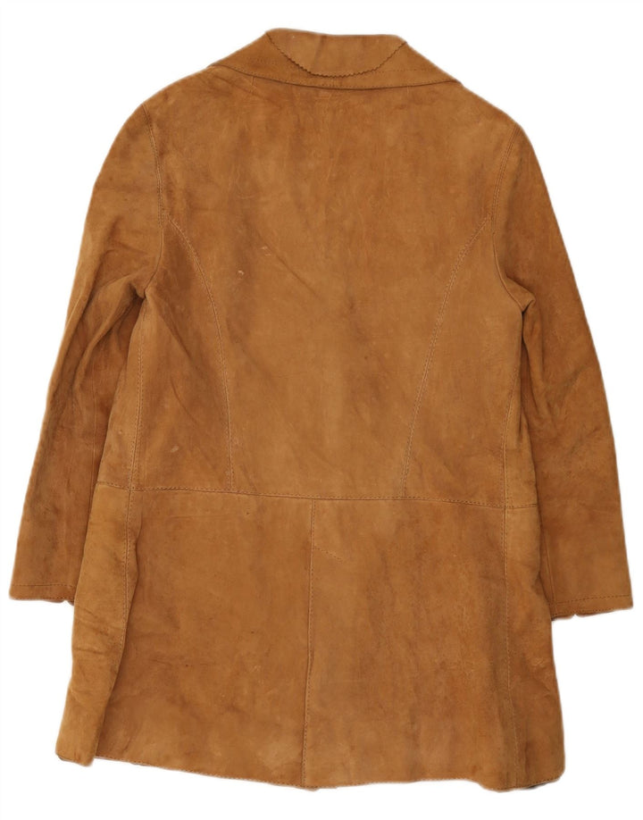 vintage Femme Suède 3 Bouton Blazer Veste UK 12 Beige Moyen