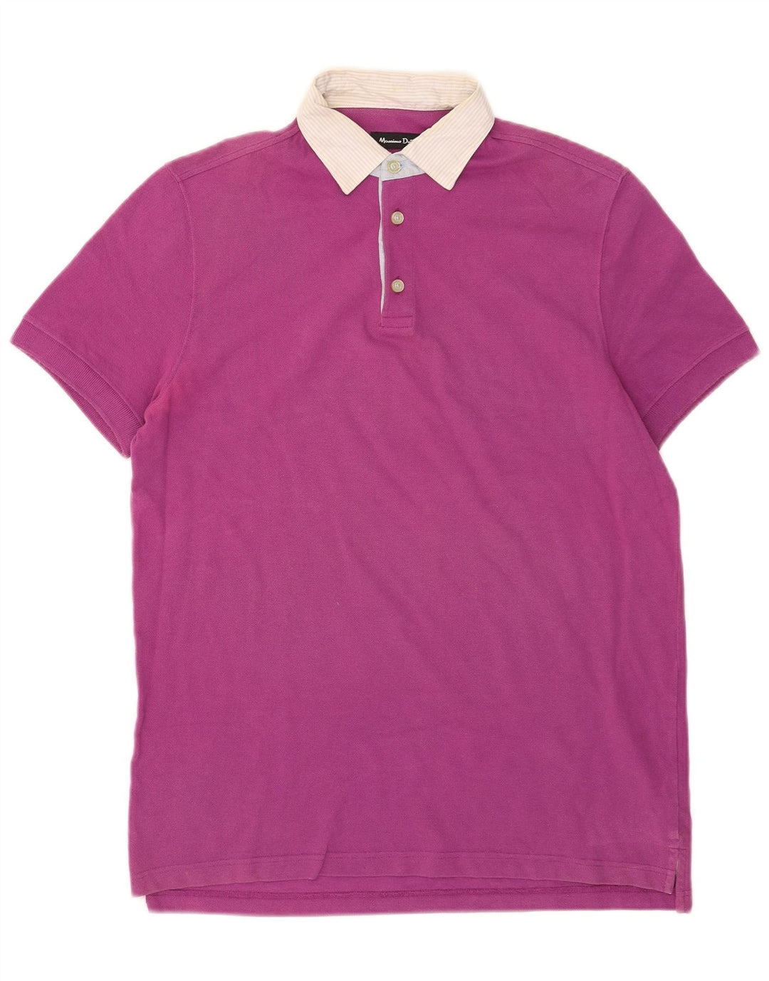 Massimo Dutti Mens Polo Shirt Medium Pink Colourblock Cotton