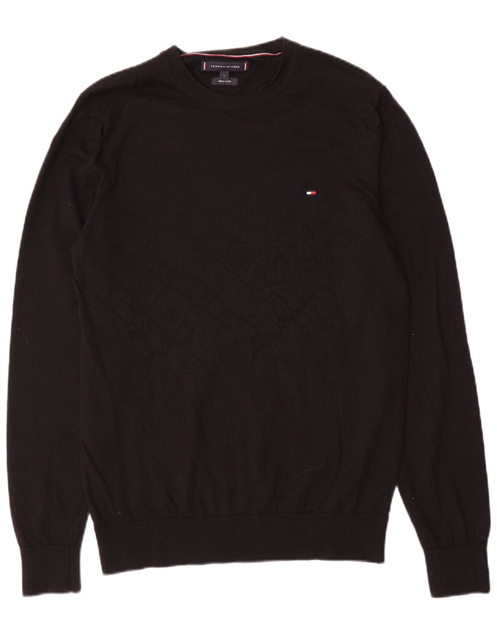 Tommy Hilfiger Herre Crew Neck Jumper Sweater Large Sort Uld