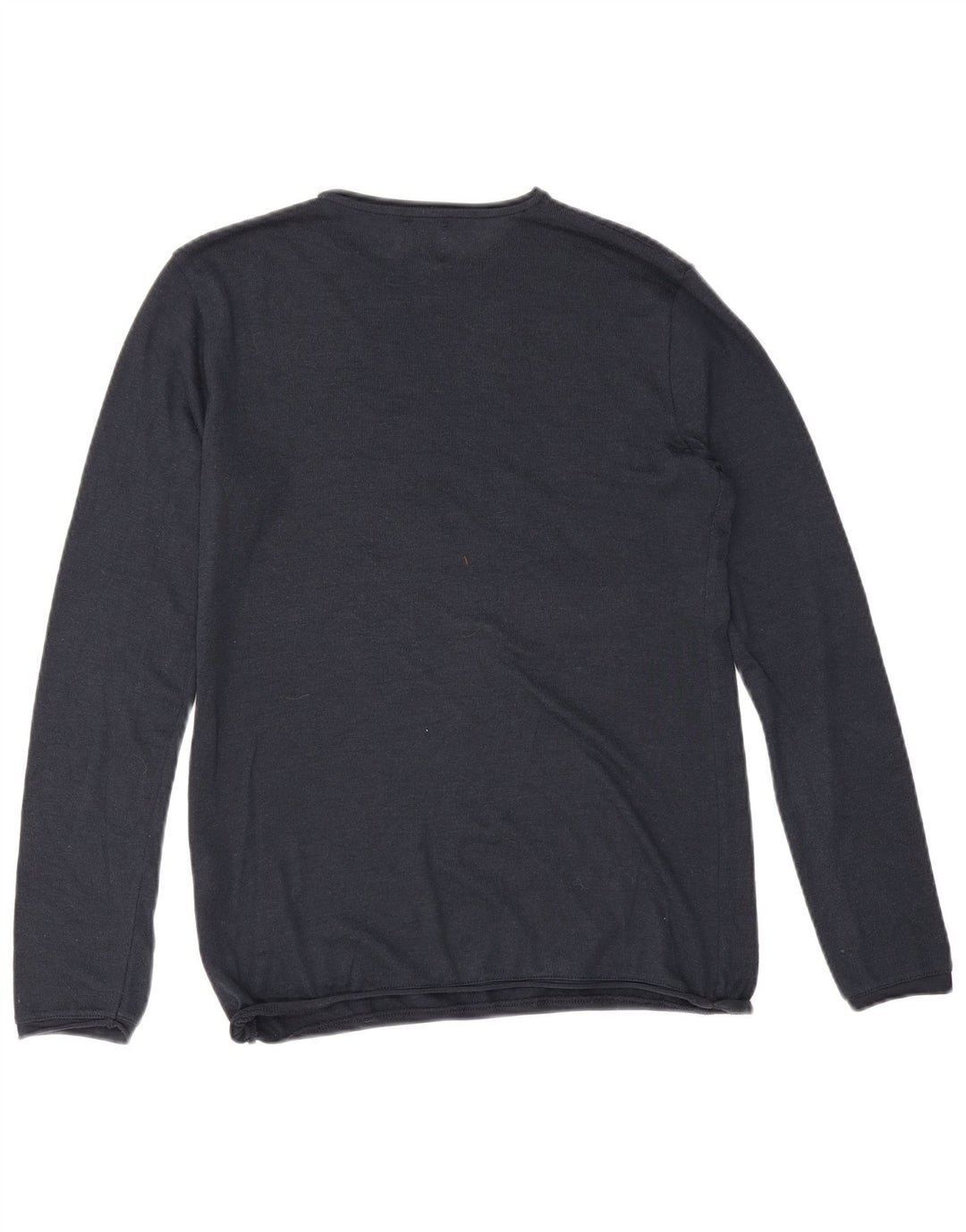 Zara Mens Crew Neck Jumper Sweater Small Navy Blue Cotton