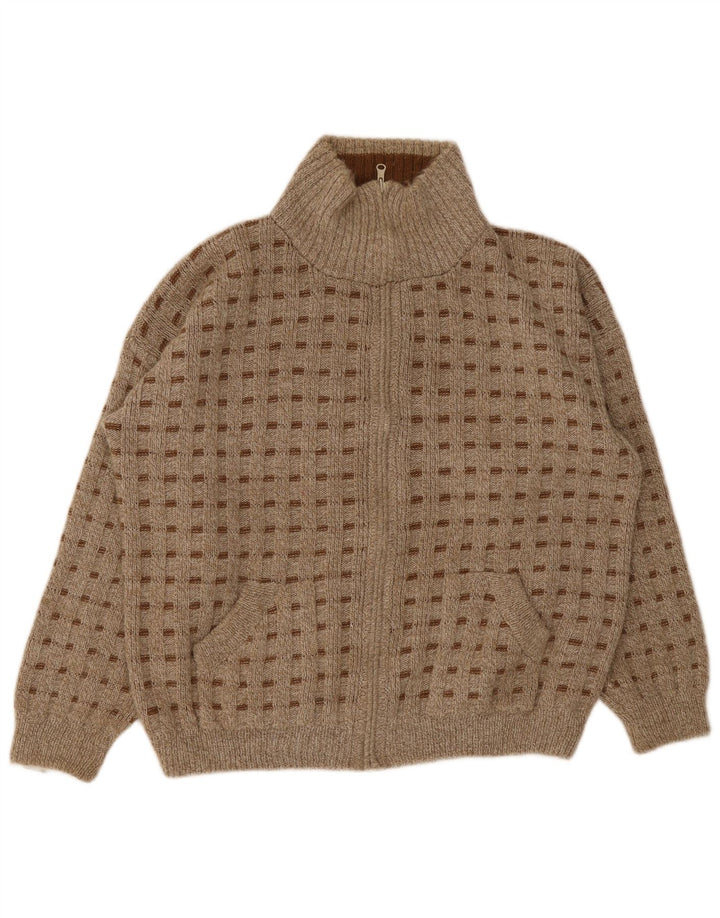 vintage Mens Cardigan Pull XL Marron Repéré