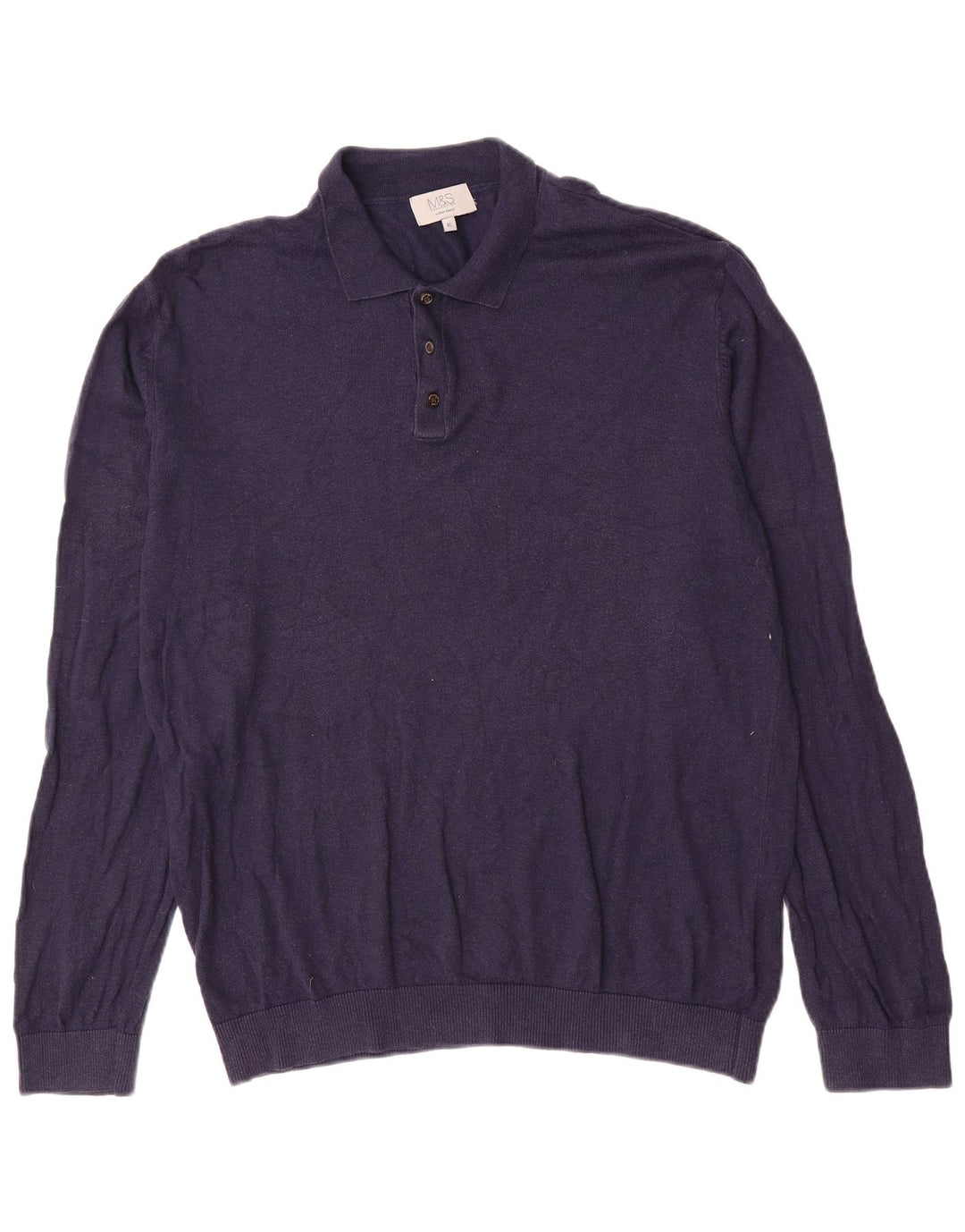 Marks & Spencer Mens Polo Neck Jumper Sweater XL Navy Blue
