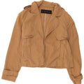 Zara Womens Open Oversized Military Jacket UK 10 Small Beige Lyocell
