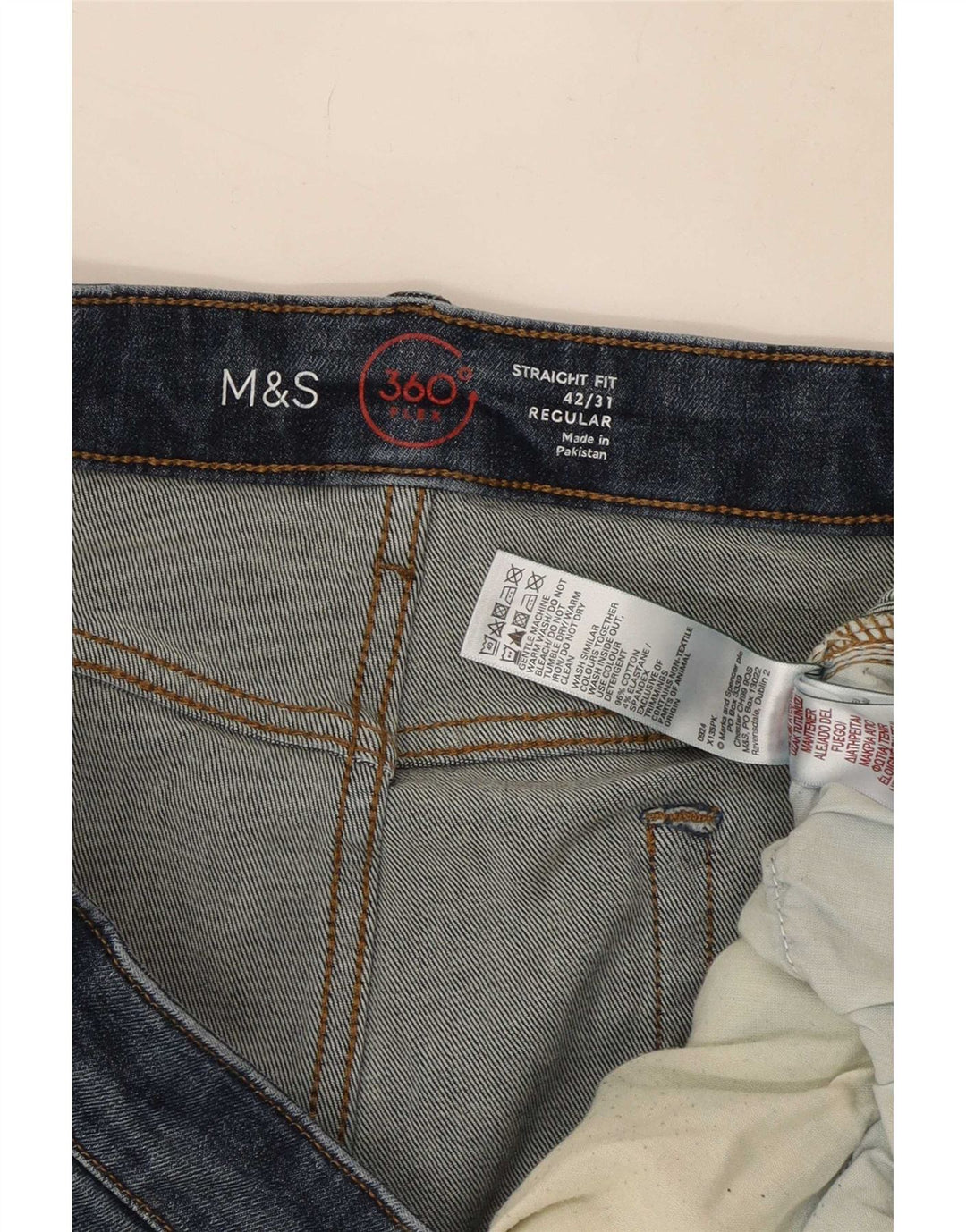 Marks & Spencer Mens Regular Straight Jeans W42 L31 Navy Blue Cotton
