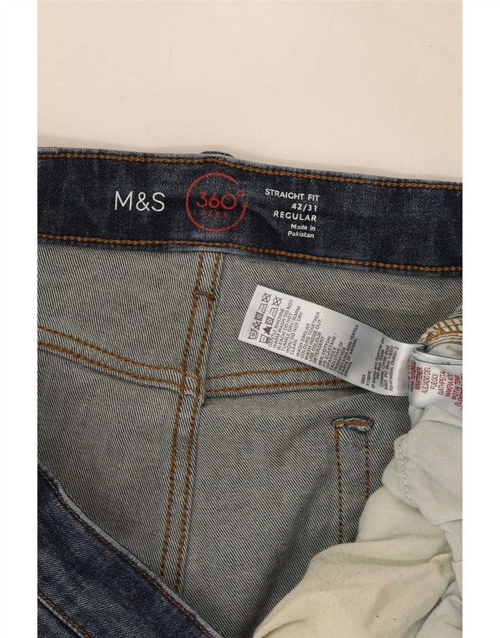 Marks & Spencer Mens Regular Straight Jeans W42 L31 Navy Blue Cotton
