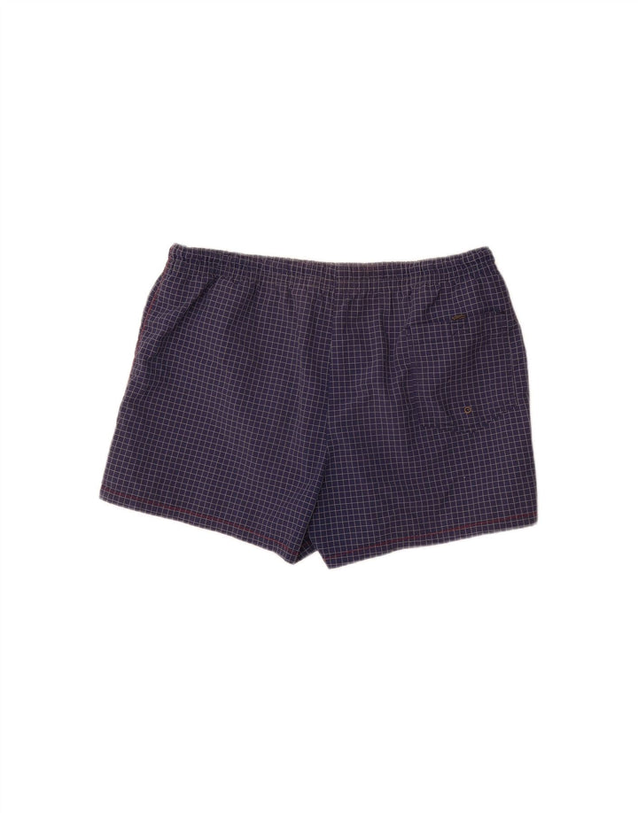 TRUSSARDI Mens Graphic Swimming Shorts XL  Navy Blue Check Polyester Vintage Trussardi and Second-Hand Trussardi from Messina Hembry 