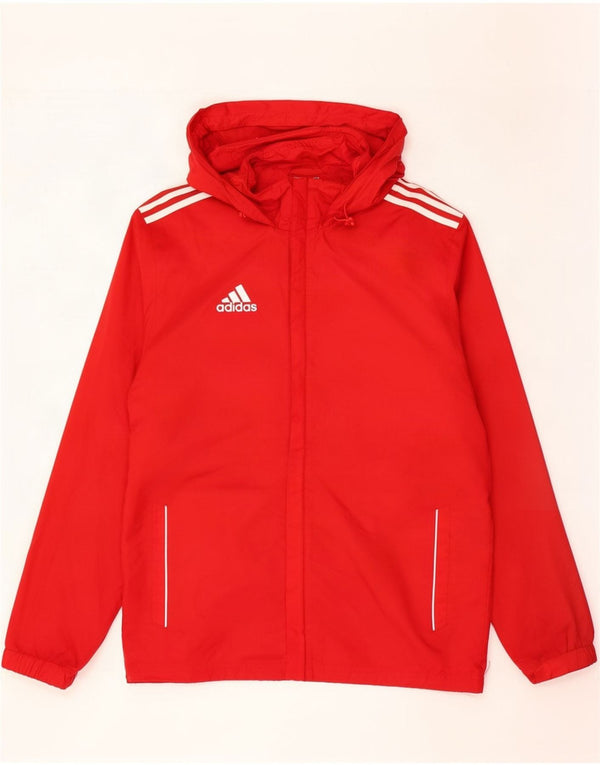 Adidas Regnjakke med hætte til mænd UK 38/40 Medium Rød Nylon
