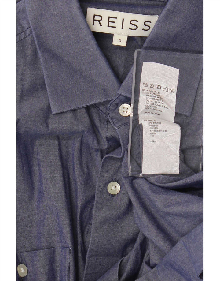 Camisa Reiss Hombre Small Azul Marino Algodón