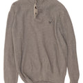 CREW CLOTHING Suéter masculino com gola redonda e algodão cinza grande