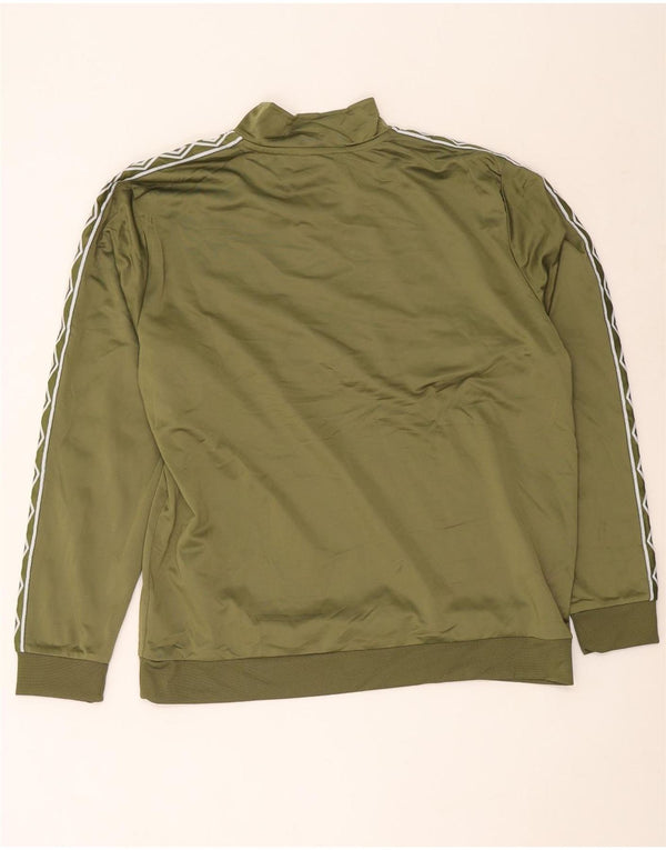 Umbro Mens Graphic Zip Neck Sweatshirt Jumper XL Green Polyester
