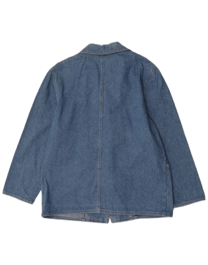 Jaqueta blazer jeans feminina vintage com 1 botão Reino Unido 16 grande azul