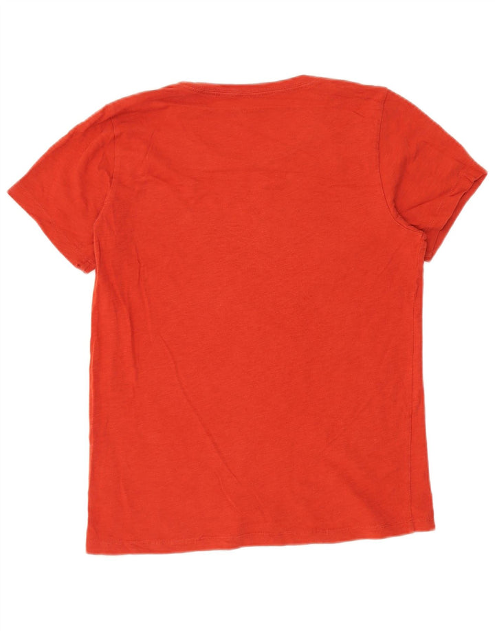 J. CREW Dame Grafisk T-Shirt Top UK 14 Medium Rød Bomuld