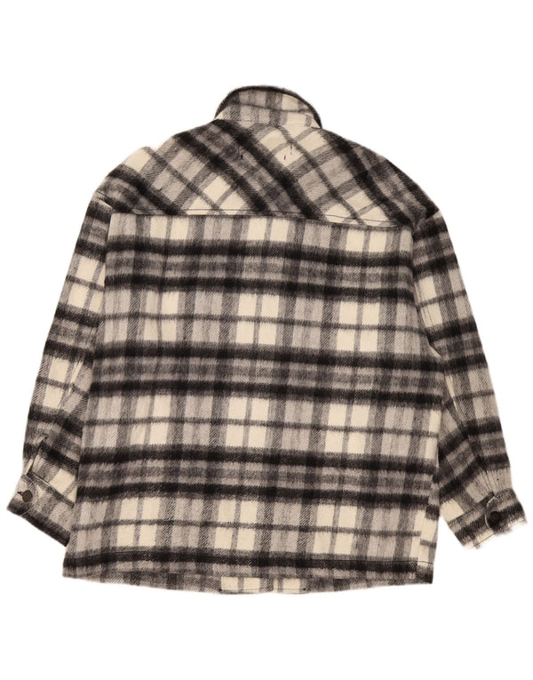 Zara Surchemise surdimensionnée en flanelle pour femme UK 10 Petit carreaux gris