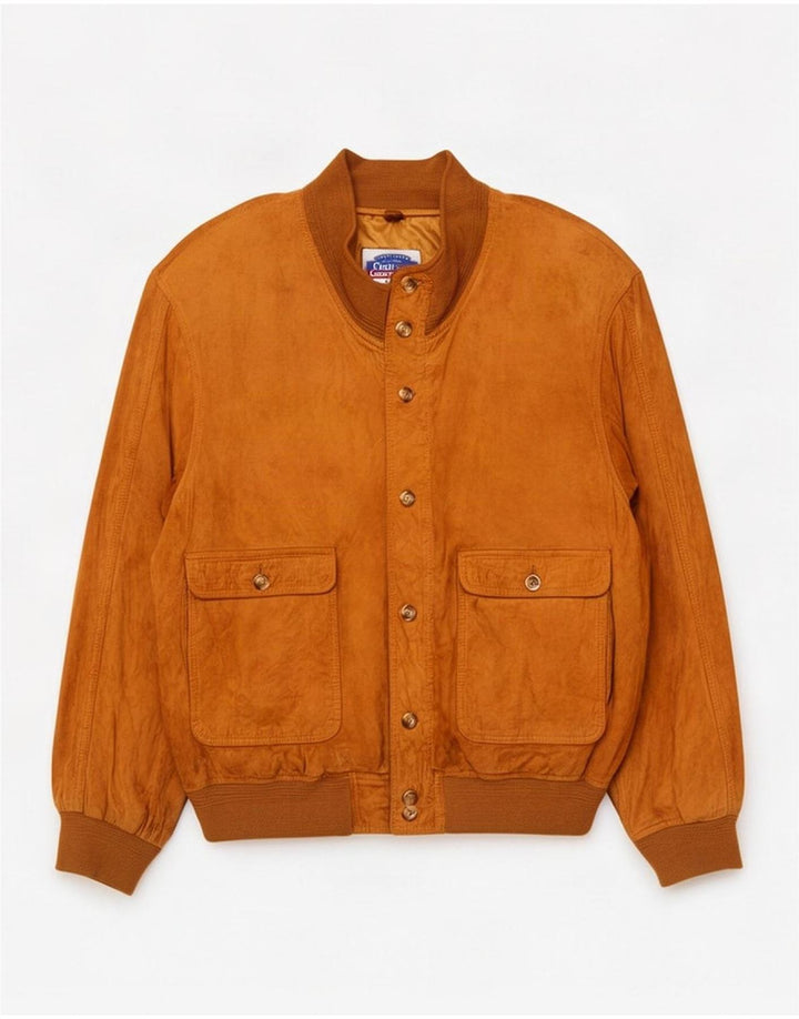 Evolution Herre Ruskind Bomber Jacket UK 44 2XL Beige Læder