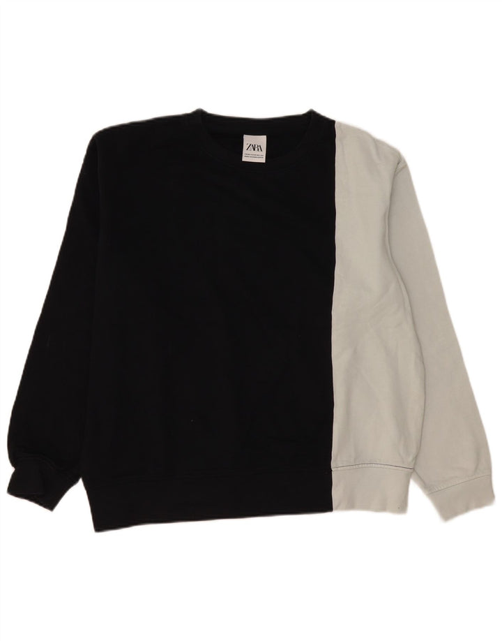 Zara Mens Sweatshirt Jumper Medium Black Colourblock
