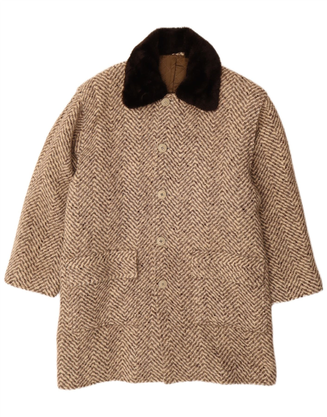 Vintage overfrakke til mænd UK 42 XL Brun Chevron