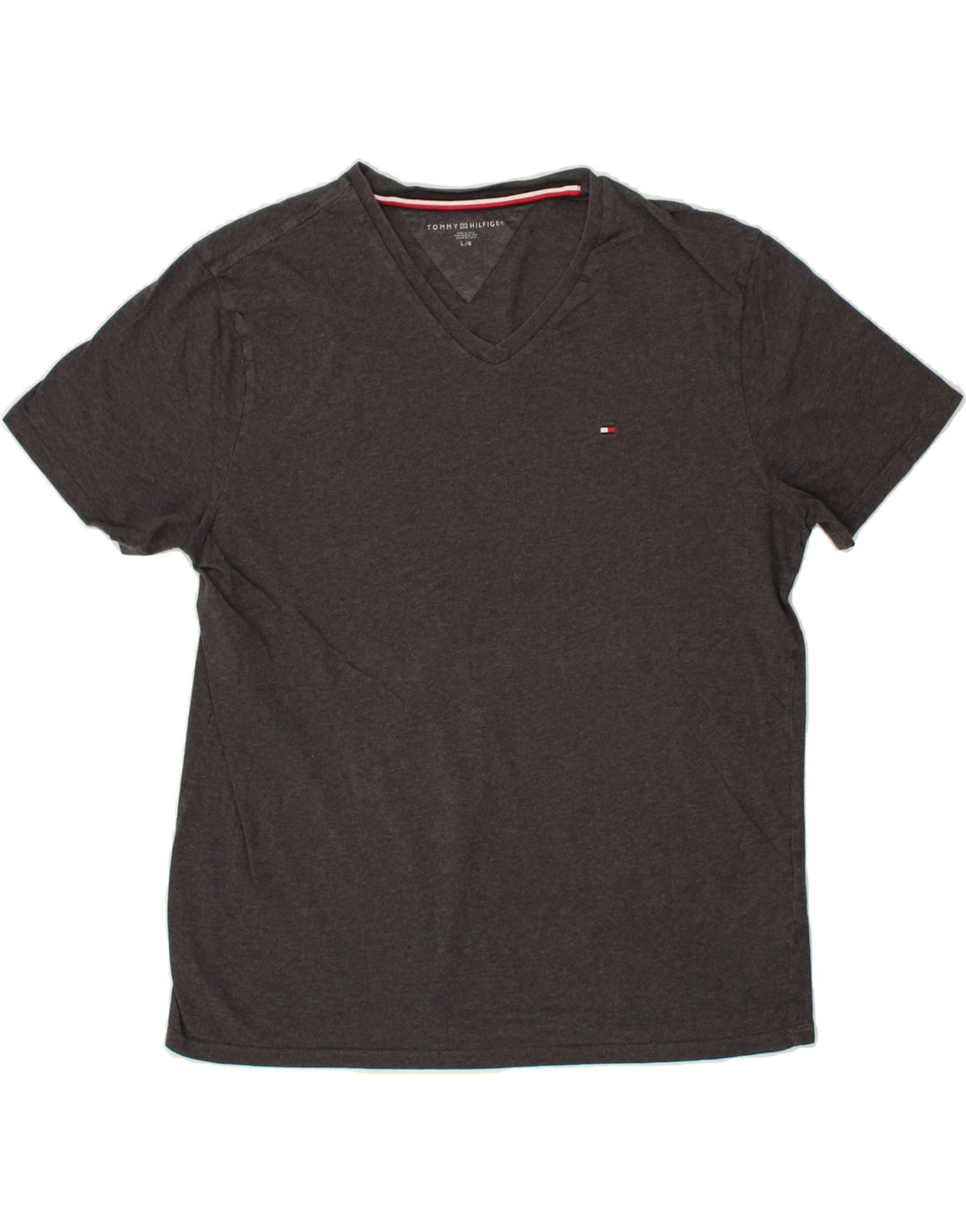 TOMMY HILFIGER Mens T-Shirt Top Large Grey Cotton Vintage Tommy Hilfiger and Second-Hand Tommy Hilfiger from Messina Hembry 