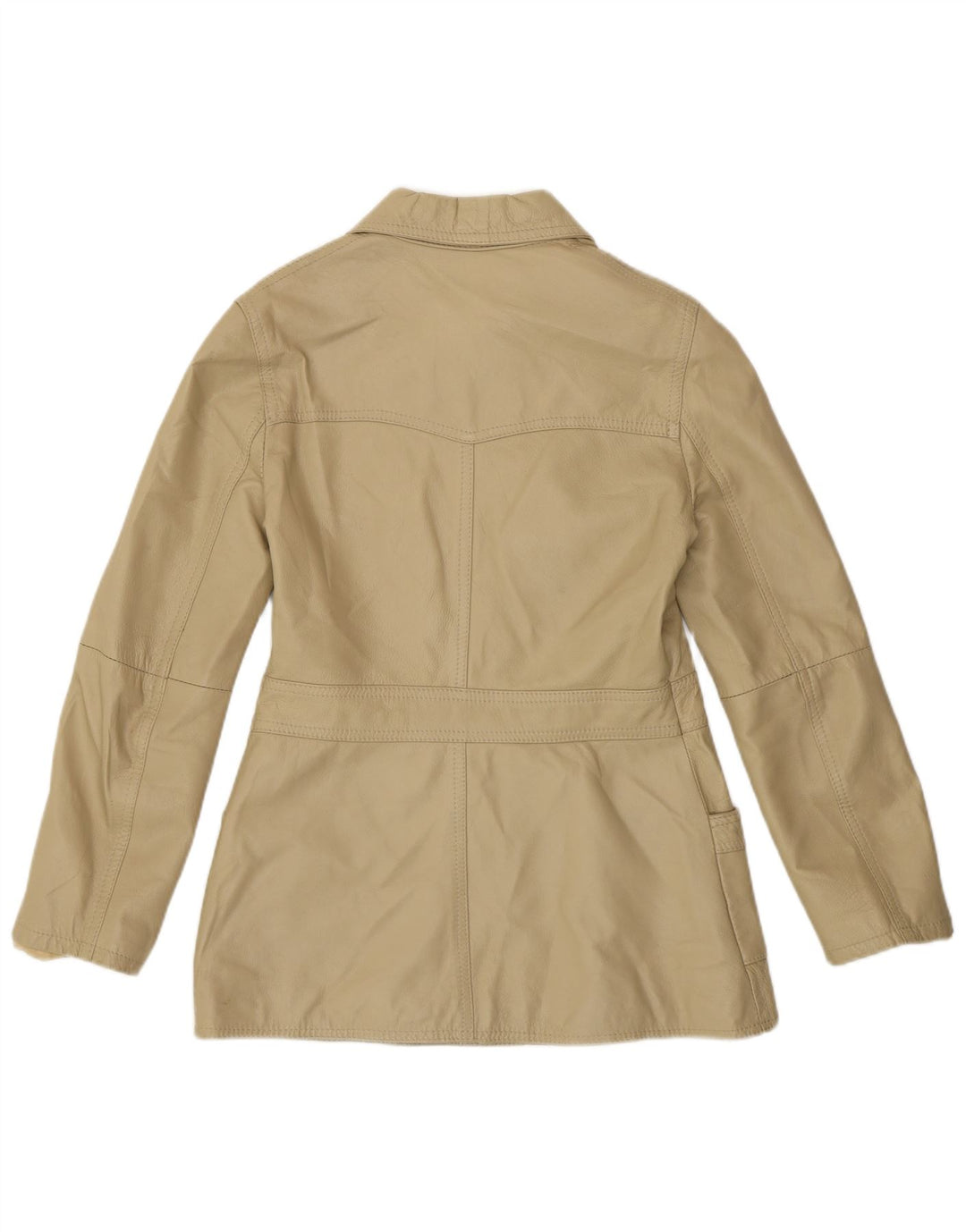 BAYSIDE Womens Leather Jacket UK 10 Small Beige Leather
