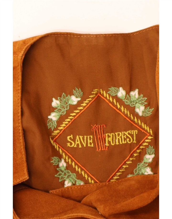Save The Forest Womens Crop Ruskindsvest IT 44 Medium Brun