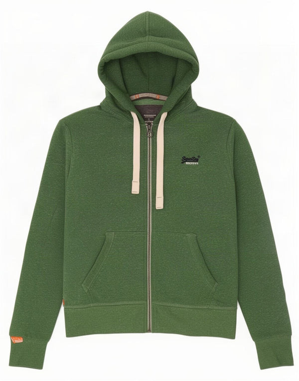 Maglione con cappuccio e zip da uomo Superdry Poliestere screziato verde medio
