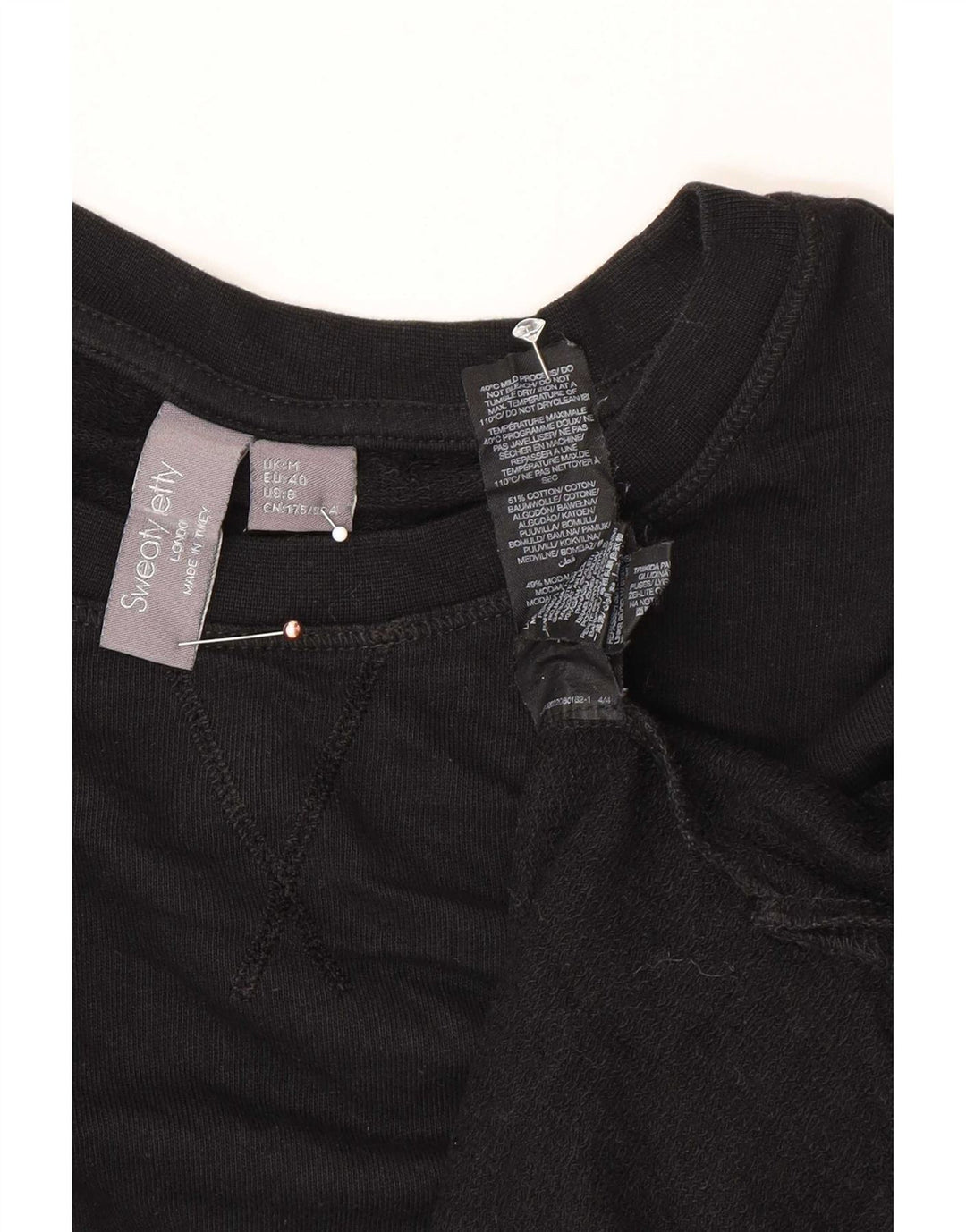Sweaty Betty Womens Oversized Sweatshirt Jumper UK 14 Medium Black Cotton