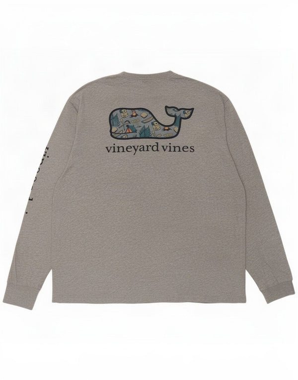 Vineyard Vines Mens Graphic Top Long Sleeve 2XL Grey Flecked Cotton