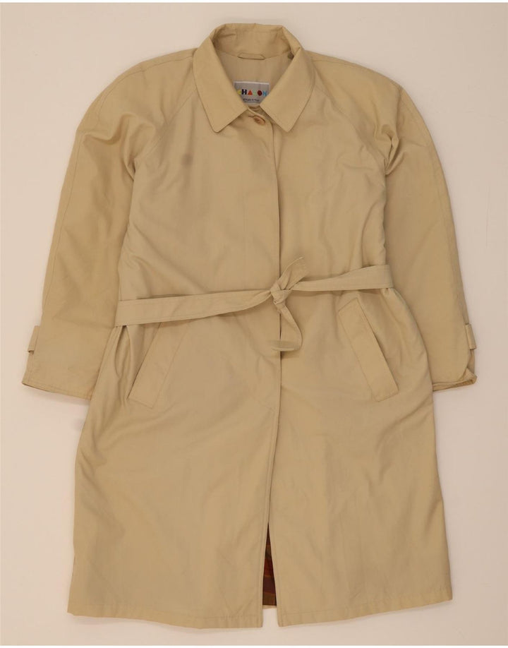CHARON Womens Overcoat UK 10 Small Beige Polyester Vintage Charon and Second-Hand Charon from Messina Hembry 
