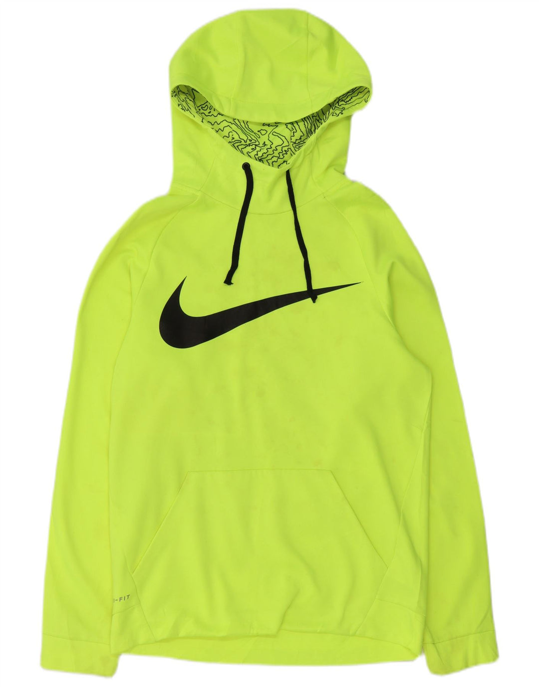 Nike Mens Dri Fit Graphic Hoodie Jumper Small Green Polyester