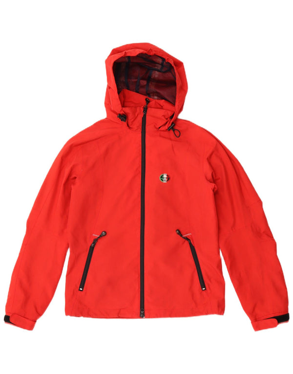 Sergio Tacchini Womens Hooded Rain Jacket IT 42 Medium Red Polyester