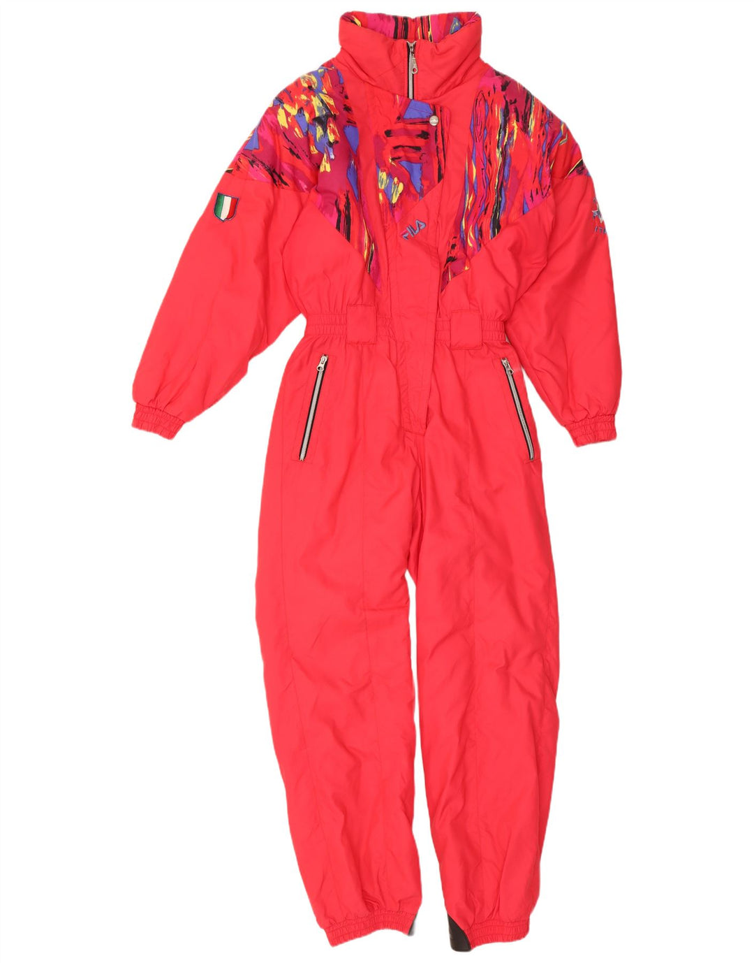 Fila Damen-Skioverall IT 44 Mittelroter Farbblock