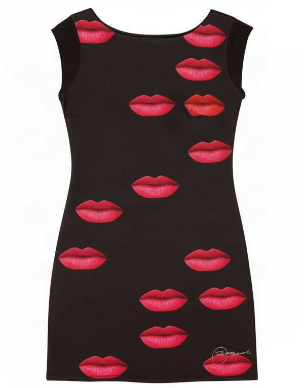 Desigual Womens Graphic Sheath Dress UK 12 Medium Black