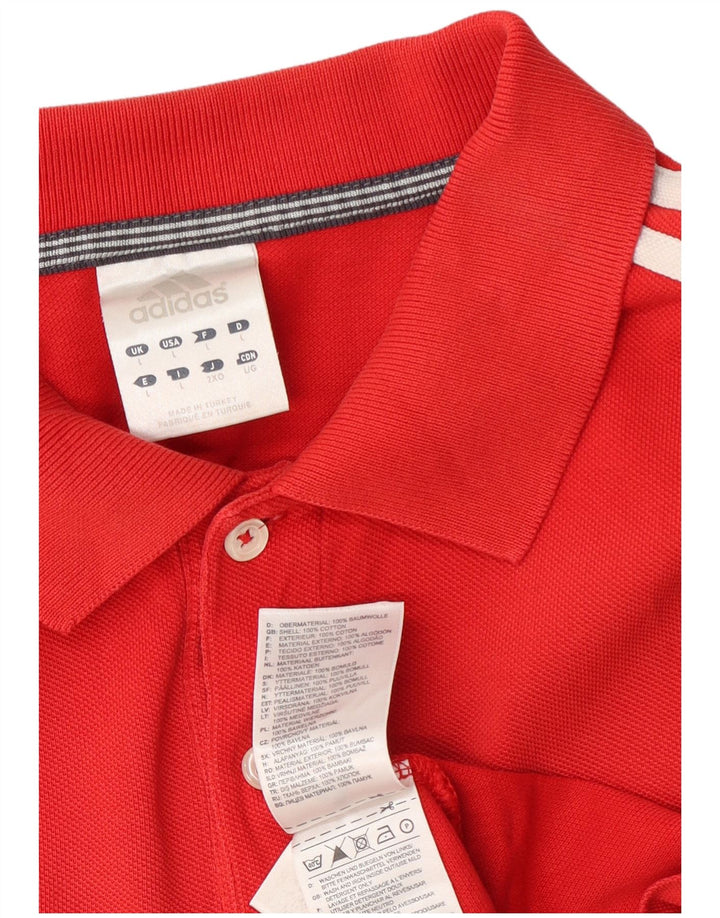 Adidas Mens Polo Shirt Large Red Cotton