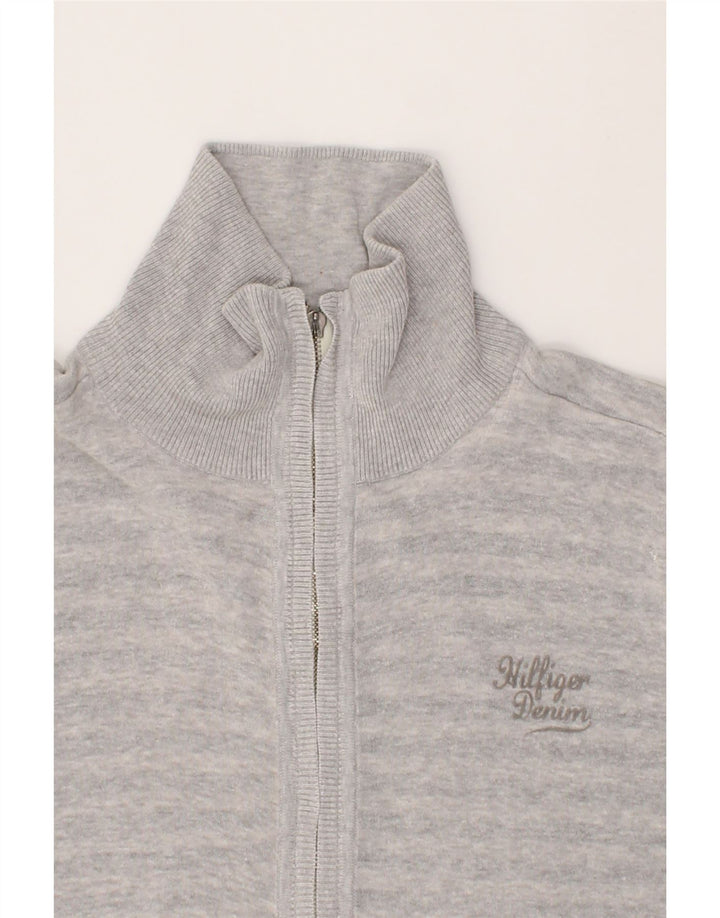 TOMMY HILFIGER Womens Tracksuit Top Jacket UK 16 Large Grey Striped Vintage Tommy Hilfiger and Second-Hand Tommy Hilfiger from Messina Hembry 