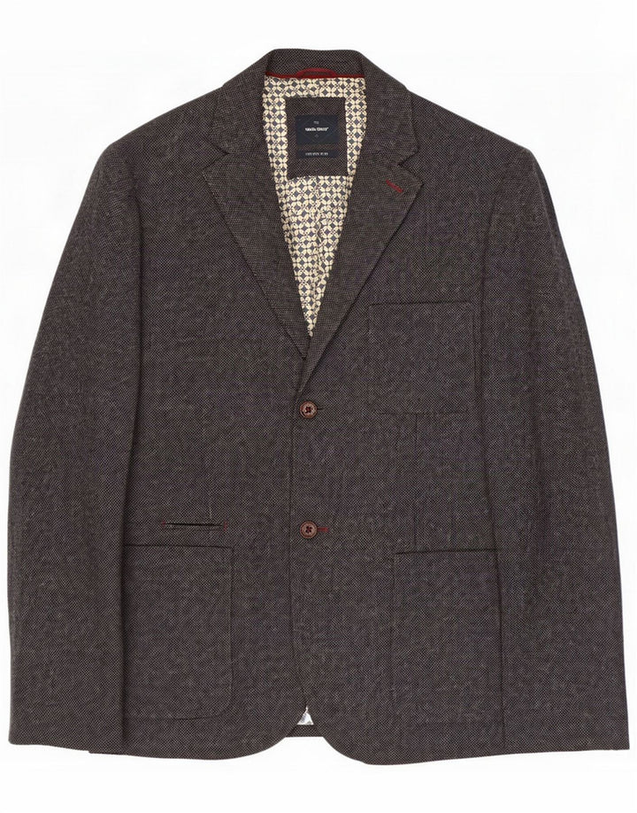 White Stuff Giacca blazer a 2 bottoni da uomo UK 44 2XL Lana screziata blu navy