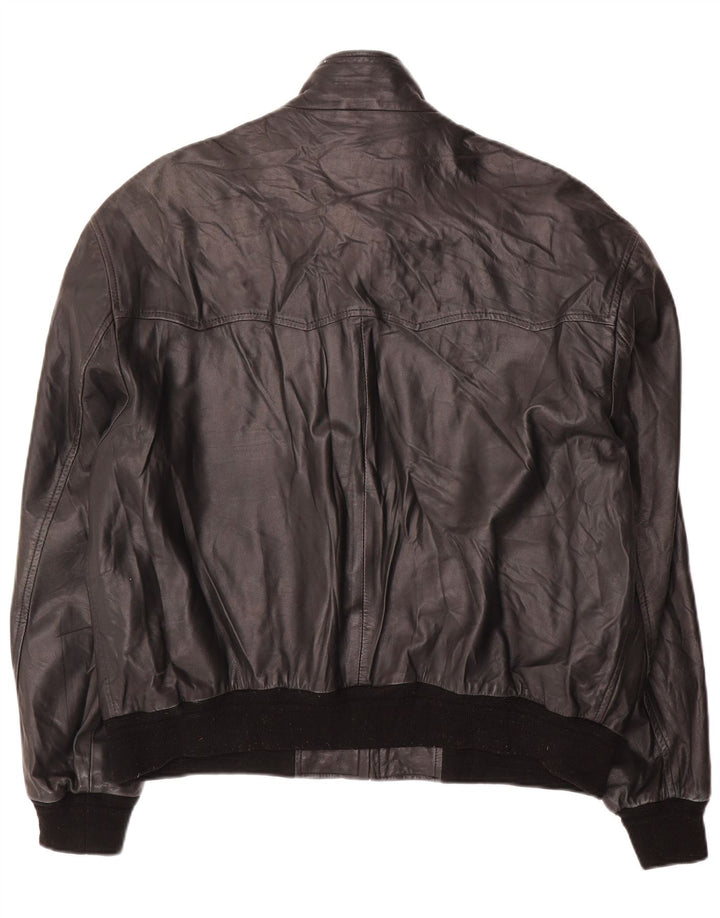 Conbipel Mens Leather Bomber Jacket IT 54 XL Black Leather