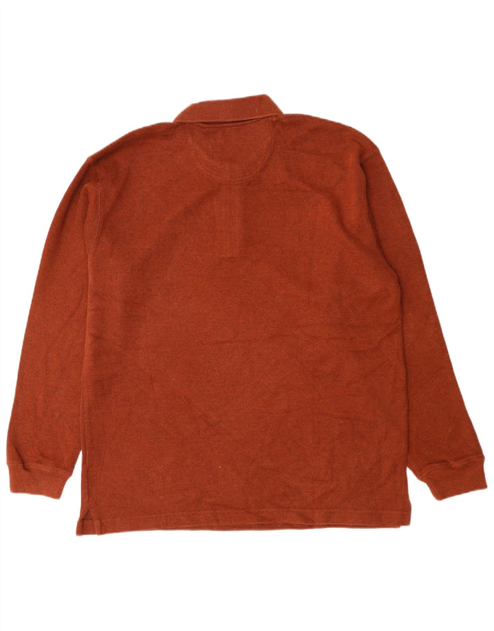 IZOD Mens Polo Neck Jumper Sweater Large Maroon Cotton