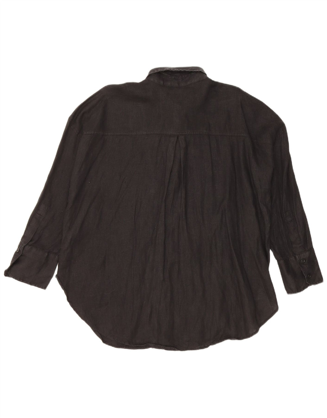 Zara Womens Oversized Shirt UK 14 Medium Black Linen
