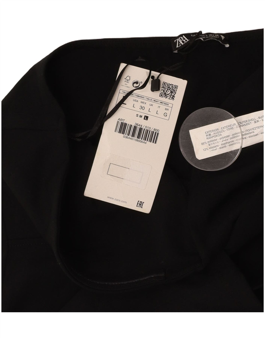 ZARA Womens Strapless Dress UK 14 Large Black Polyester
