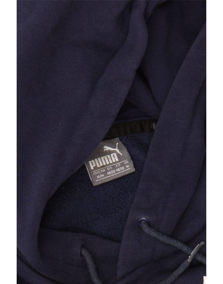 Puma Mens Graphic Hoodie Jumper Medium Navy Blue Cotton