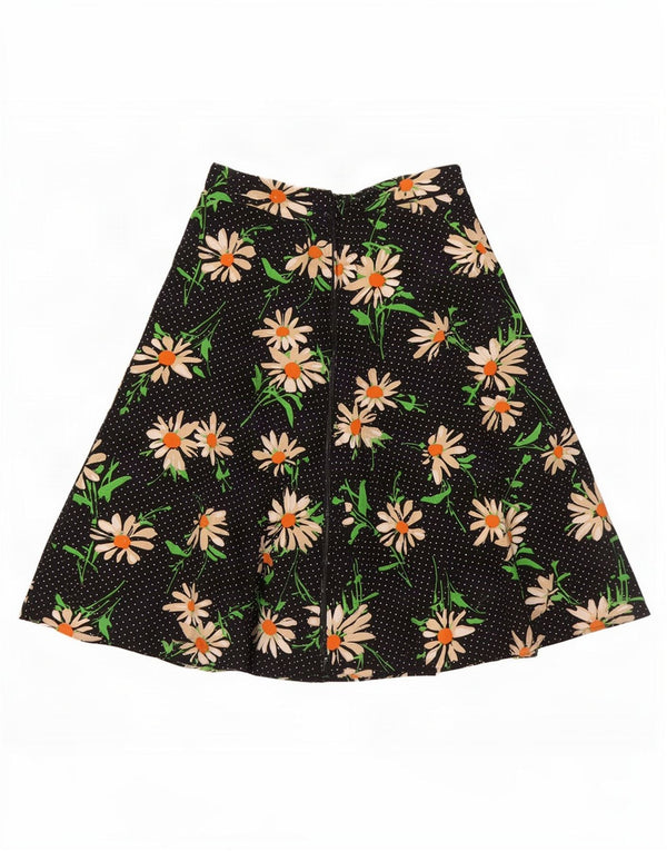 Vintage Womens A-Line Skirt IT 42 Medium W28 Black Floral