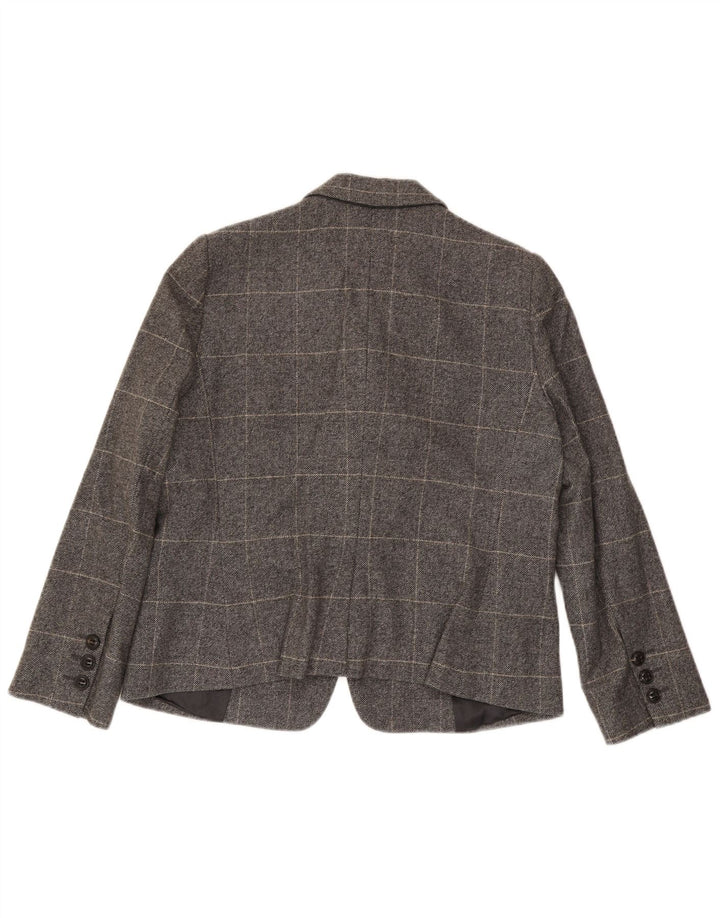 Jaqueta blazer feminina Armani Collezioni com 3 botões IT 50 XL cinza xadrez lã